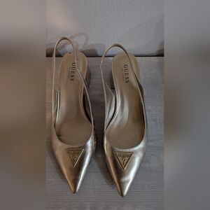 Guess Women's Metallic Gold Slingback Heels